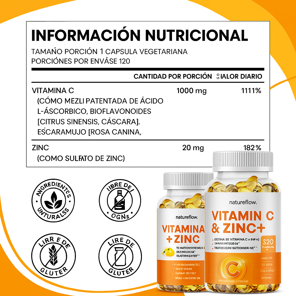 Vitamina C y Zinc - 60 Cápsulas